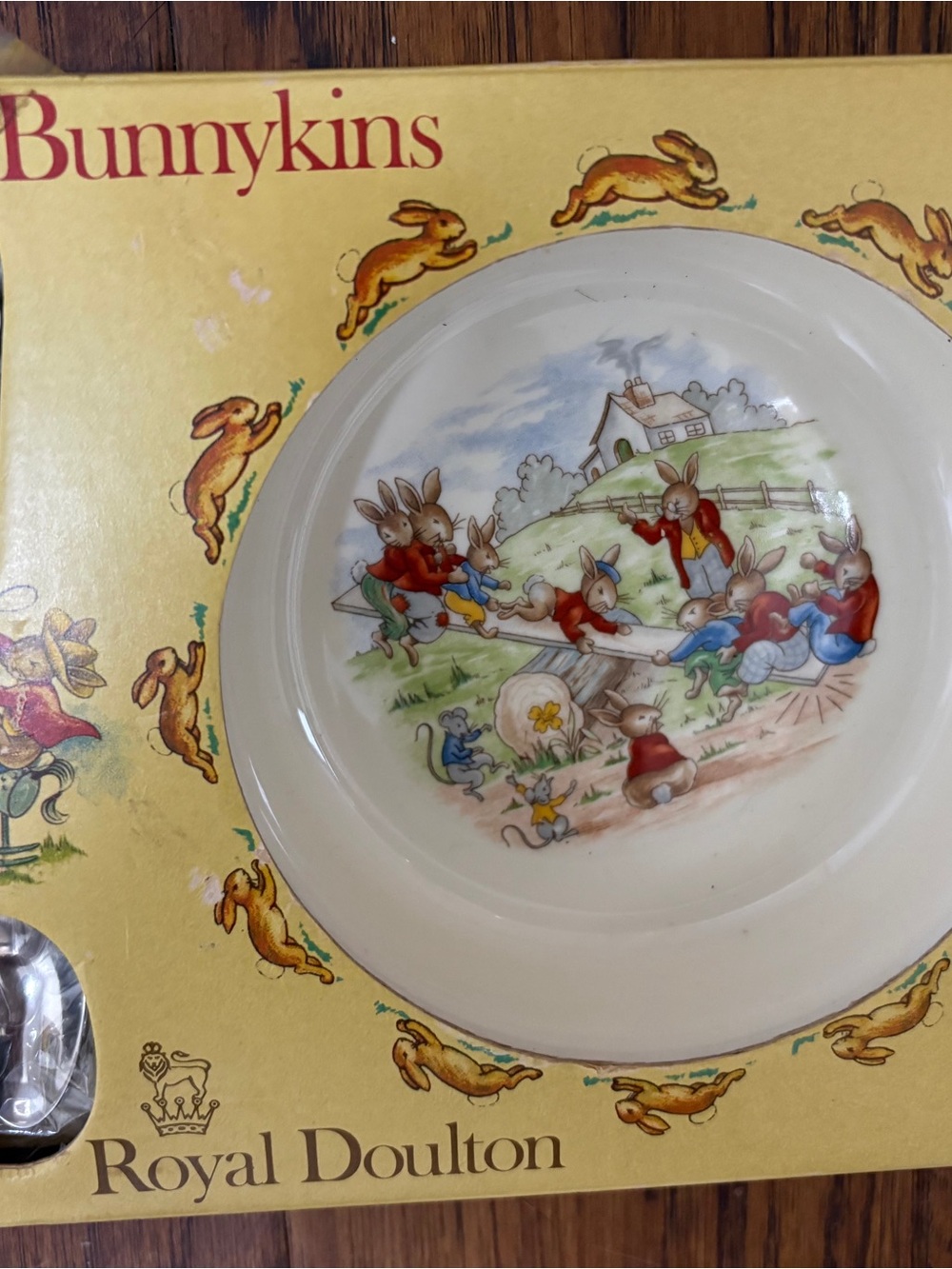 NWT Royal Doulton Bunnykins Children's Plate in Yellow and Cream